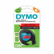 DYMO trak za tiskanje LetraTag, širina 12mm, rdeč-plastificiran, 91203