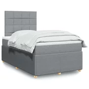 vidaXL vidaXL Boxspring postelja z vzmetnico svetlo siva 120x190 cm blago, (21306128)