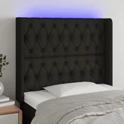 Vidaxl vidaXL Vzglavje postelje z LED diodo črno 93x16x118/128 cm blago