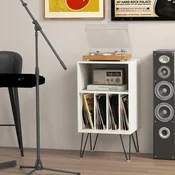 Costway Stojalo za gramofon s 3 nivoji in 4 predelki belo