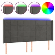 Vidaxl LED posteljno vzglavje temno sivo 203x16x118/128 cm žamet