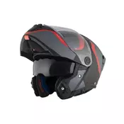 Preklopna motoristična čelada MT Helmets Atom 2 SV Emalla, siva/črna/rdeča