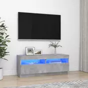 TV ormaric s LED svjetlima siva boja betona 100 x 35 x 40 cm