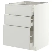 METOD / MAXIMERA Podni element s 3 ladice, bijela/Aspudden svijetlo siva, 60x60 cm