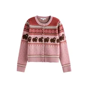 Next Pletena jopa svetlo rjava/temno rjava/mauve/ognjeno rdeča