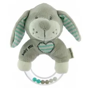 Plišasta ropotuljica pes siva in mint