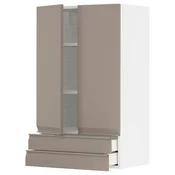 METOD / MAXIMERA Zidni ormaric s 2 vrata/2 fioke, bela/Upplöv tamnobež, mat, 60x100 cm