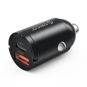 Orico MiniRing 30W avtomobilski polnilnik, USB-A + USB-C - črn