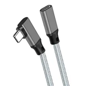 INF Pleteni podaljševalni kabel tipa C s komolecnim priključkom - (10 Gbps + 4K + 100 W) Black 1 m, (5000276756)