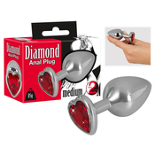 You2Toys - Diamond - 85g aluminijski analni dildo (srebrno-crven)