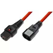 MicroConnect Kabel napajalni C13 IEC Lock - C14 2,5m Rdeč