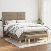 Greatstore Box spring postelja z vzmetnico taupe 140x200 cm blago