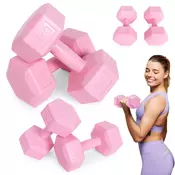 Šestkotni set za uteži 2x5 kg roza