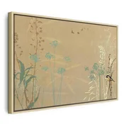 Slika - Tiny Bird - Colorful Grasses in Golden Shades of Sunset 90x60 U prirodnom drvenom okviru