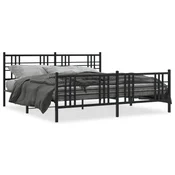 Vidaxl Kovinski posteljni okvir z vzglavjem in vznožjem črn 183x213 cm