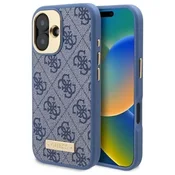 slomart Etui Guess 4G Logo Plate MagSafe za iPhone 16 - modra