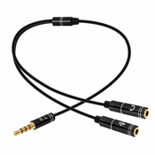 AVIZAR 3,5-milimetrski avdio adapter za slušalke z mikrofonom, 30 cm - crn, (20618060)