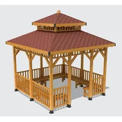 Casa Padrino pavilion with benches natural/brown 400 x 400 x H. 400 cm - Garden & park furniture