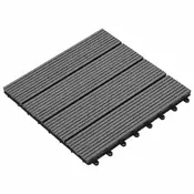vidaXL Tla za teraso 11 pcs Siva 30 x 30 cm WPC