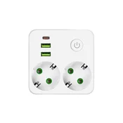 Strujni razdelnik 2 utic. + prekidac, 2xUSB+tip C