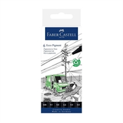 Faber-Castell - Flomastri Faber-Castell Ecco Pigment, 6 kosov