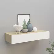 Zidna polica s ladicama hrast i bijela 60x23,5x10 cm MDF