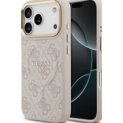 Guess PU Leather 4G Gold Frame MagSafe Zadní Kryt pro iPhone 17 Pro Pink