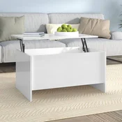 Stolic za kavu sjajni bijeli 80x55,5x41,5 cm konstruirano drvo