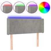 Vidaxl LED posteljno vzglavje svetlo sivo 83x16x78/88 cm žamet