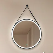 Lucande LED ogledalo Lelin, O 60 cm, črno, aluminij, CCT - Kopalnica - Sodobni - črna, krom