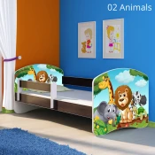 Djecji krevet ACMA s motivom, bocna wenge 160x80 cm 02-animals