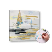 Slikanje po številkah Ladje na morju | nizka težavnost - 50x50 cm - raztegnjeno platno na okvirju