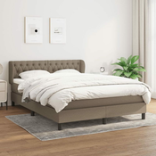 Greatstore Box spring postelja z vzmetnico taupe 140x200 cm blago