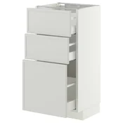 METOD / MAXIMERA Podni element s 3 ladice, bijela/Aspudden svijetlo siva, 40x37 cm