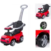 Mamido Poganjalec Sport Car s 3-v-1 vodilom, gumijastimi kolesi, rdečim