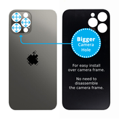 Apple iPhone 12 Pro - Steklo zadnjega ohišja s povečano luknjo za kamero (Graphite)