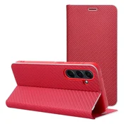 OEM Ovitek LUNA Book Carbon za XIAOMI Redmi Note 14 4G (GLOBAL – 164,84 mm x 78,15 mm x 8,16 mm), rdeč