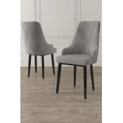 Hanah Home Set stolica Trex, 46x95x42 cm, 2 komada, Sivo-crne