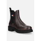 Tommy Jeans Gležnjarji Chelsea Tjw Chelsea Leather Boot EN0EN02825 Rjava