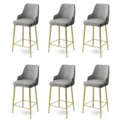Hanah Home Set barskih stolica Enox, 6 komada, Sivo-zlatni