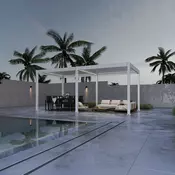 Bioklimatska pergola Antares — Samostoječa/3 x 6/Bela/Električni motor in LED luči