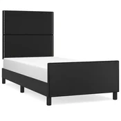 Vidaxl Posteljni okvir z vzglavjem črn 100x200 cm umetno usnje