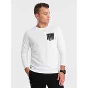OMBRE Moška majica z dolgimi rokavi in potiskom V1 OM-LSPT-0118 bela MDN124242 S