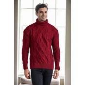 53285 Dewberry Slim-Fit Fisherman Corded Thick Mens Sweater-BORDEAUX