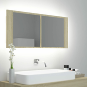 shumee Kopalniška ogledala z LED -hrastom Sonoma 100x12x45 cm