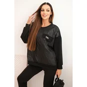 Kesi Włoski Womens tracksuit set made of viscose with a quilted sweatshirt and pants black