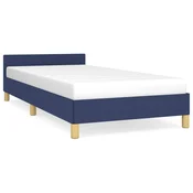 Vidaxl Posteljni okvir z vzglavjem brez vzmetnice moder 90x190cm blago