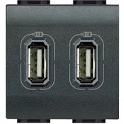 VTIČNICA 2M USB 1550/750mA ANTRACIT L4285C2