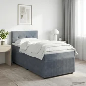 Boxspring krevet s madracem Tamnosiva 90 x 190 cm Baršun 190 x 90 x 88 cm