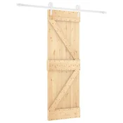 Vidaxl Drsna vrata Naravna in bela 70 x 210 cm Masiven borov les